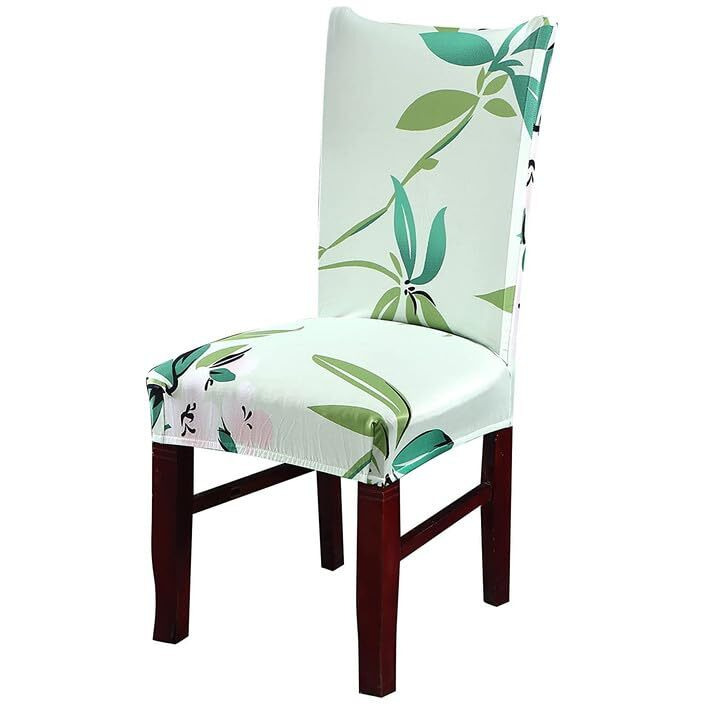 Styleys Elastic Chair Cover Stretch Removable Washable Short Dining Chair Cover Protector Seat Slipcover (Set Of 1, Tea Green Flower, Sd-3154)