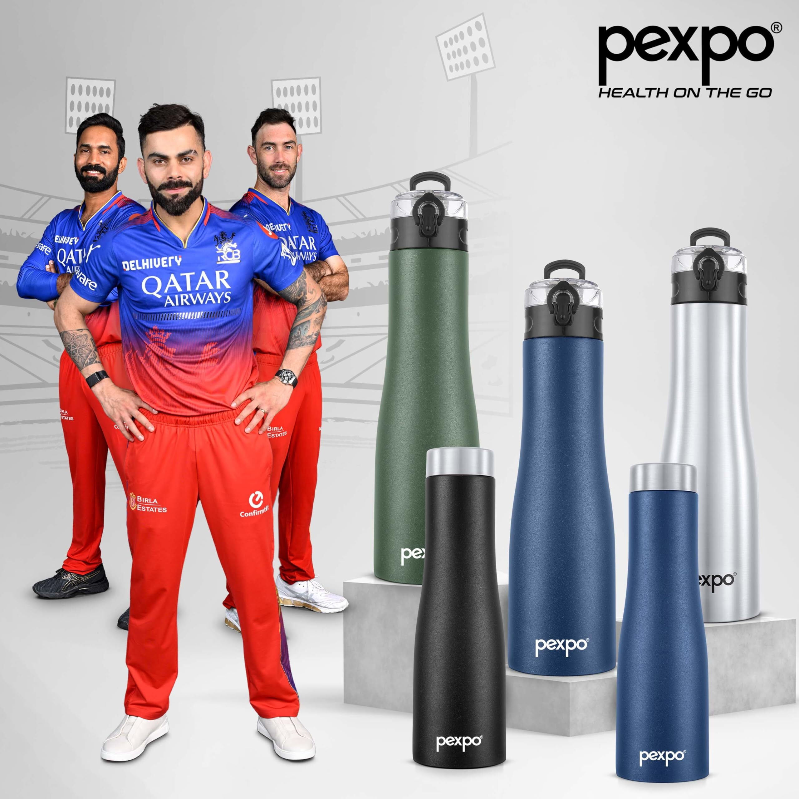 Pexpo Monaco Stainless Steel Sports/Fridge Water Bottle With Steel Cap | 1 Litre, Black, Pack Of 6 | Eco Friendly | Bpa Free | Water Bottle For Office, Gym, School, Yoga, Trekking, Adults&Kids
