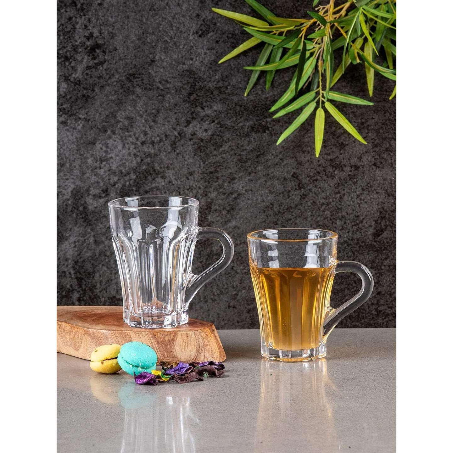 Zroy Enterprise Premium Classic Glass Tea & Coffee Cup Set Of 2-210 Ml, For Transparent Espresso Cappuccino Hot Chocolate, Milk Cup, Green Tea, Herbal Tea, Lemon Tea (Lotus, 2)