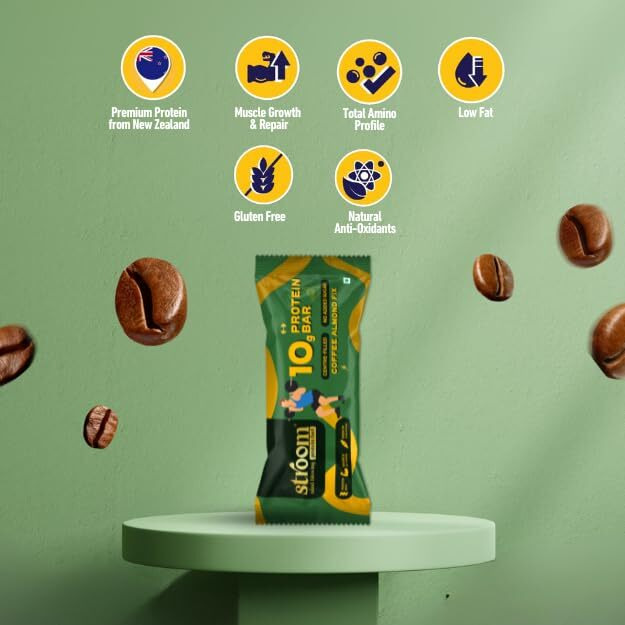 Stroom Asia's First Centre Filled Protein Bars | 10G Protein (6 Bars, 45 Grams Each) | Coffee Almond Fix | Protein Bars Muscle Growth & Repair | Fibre Rich | No Added Sugar