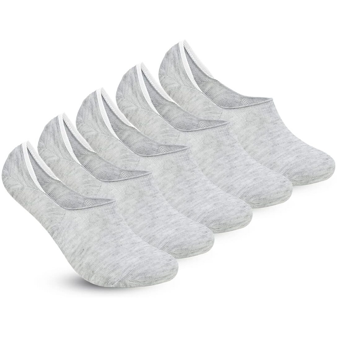Zensoo No Show Loafer Socks For Men And Women With Anti-Slip For Sports, Running & Hiking, Moisture Wicking With Anti Slip For Everyday Wear, Free Size, Light Grey (Pack Of 5)