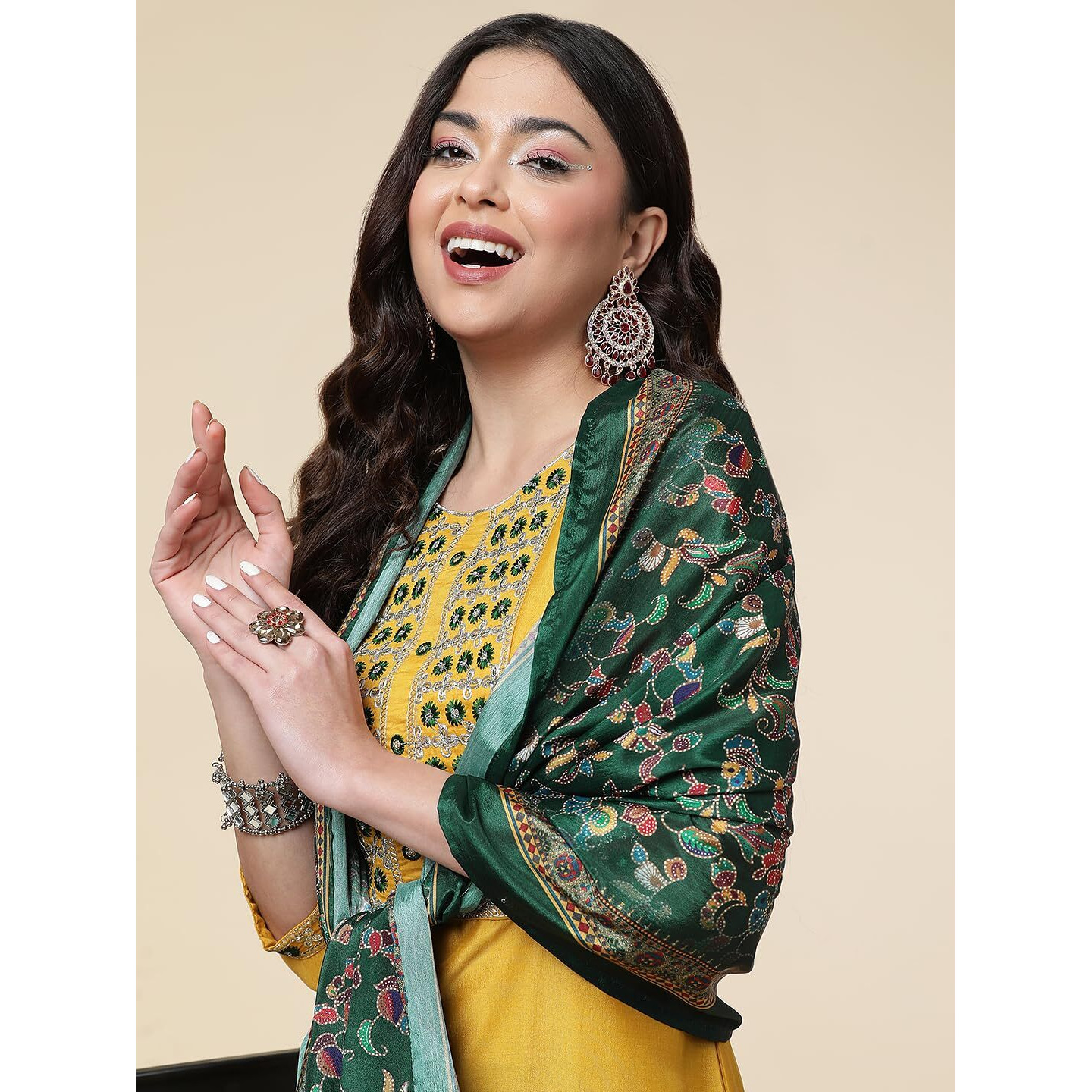 Shiv Textiles Silk Embroidered Kurta Set For Women (224-Yellow-M)