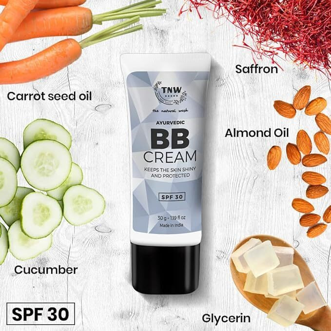 Tnw-The Natural Wash Ayurvedic Bb Cream With Spf 30 Sun Protection For Daily Use 30G | Gives Instant Fairness & Perfect Glow Moisture Long Lasting, Lightweight Bb Cream With Matte Finish (Pack Of 2)