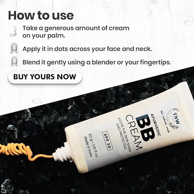 Tnw-The Natural Wash Ayurvedic Bb Cream With Spf 30 Sun Protection For Daily Use 30G | Gives Instant Fairness & Perfect Glow Moisture Long Lasting, Lightweight Bb Cream With Matte Finish (Pack Of 2)