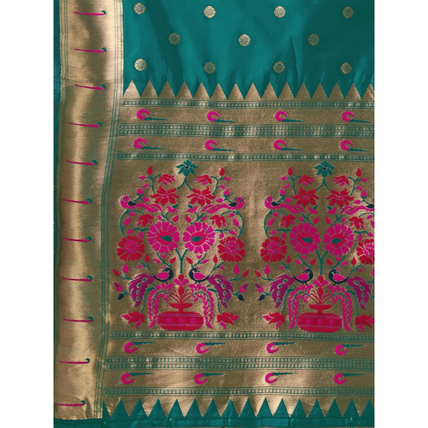 Devangi Women's Woven Paithani Banarasi Silk Dupatta/Chunni For Women, Animal Print 1 Meter Wide And 2.3 Meter Length Printed Designer Dupatta/Chunni For Girls (Rama)