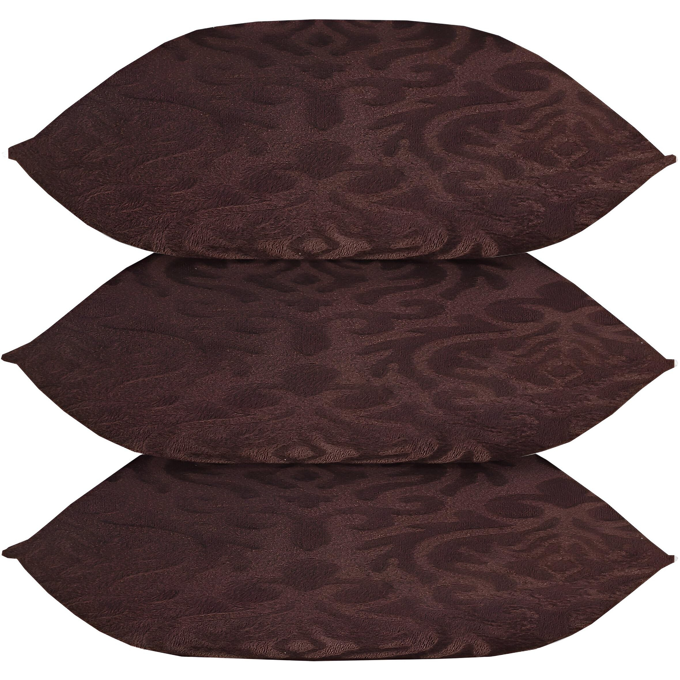 Ivaza Microfiber Square Pillow Cushion For Sofa & Bed | Soft, Fluffy For Comfort & Back Support | Breathable, Washable | Premium Velvet Outer Cover With Zip Set Of 3 (16" X 16") Coffee