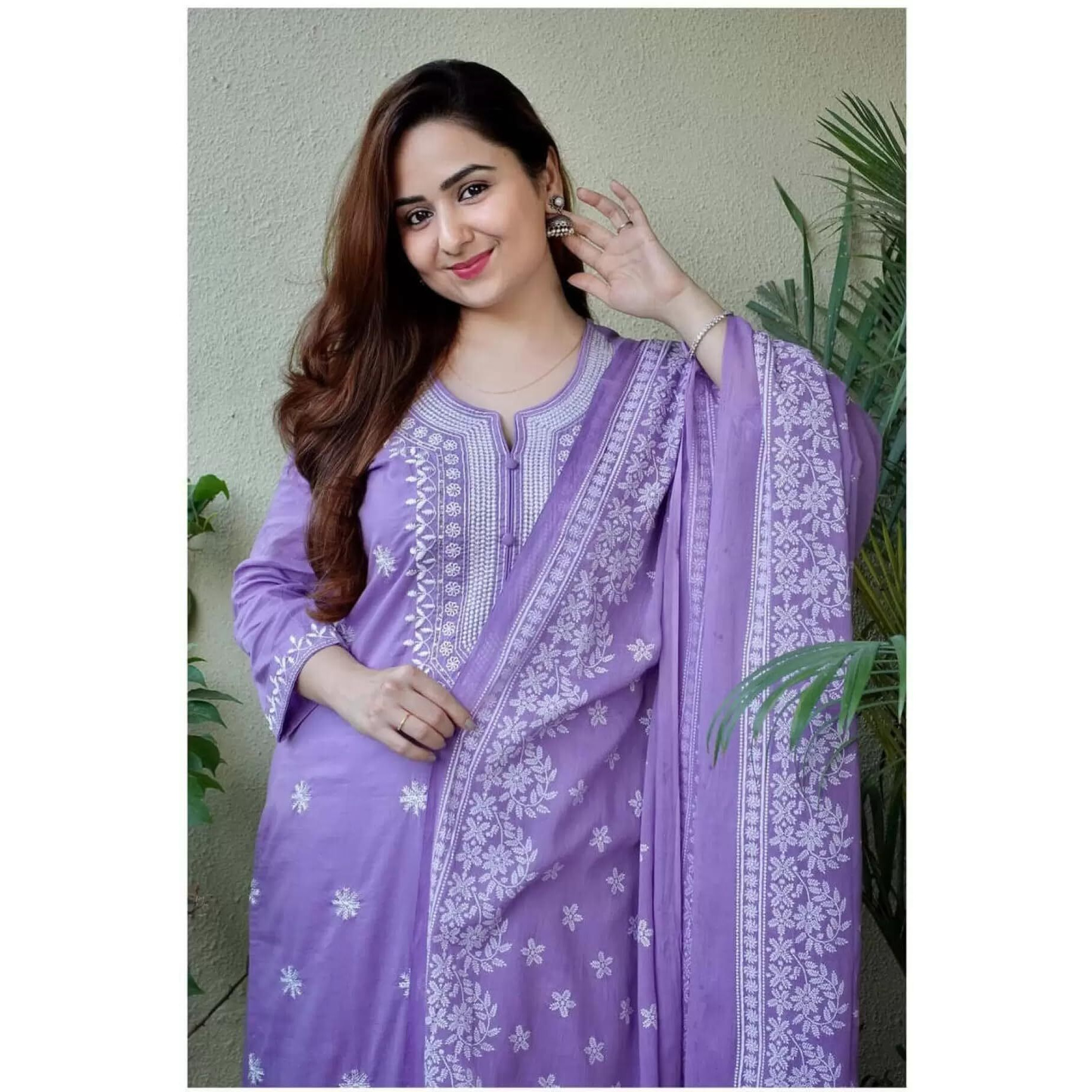 Royal Export Women's Viscose Floral Embroidered Straight Kurta Pant With Dupatta (Rx53_Lavender_S)