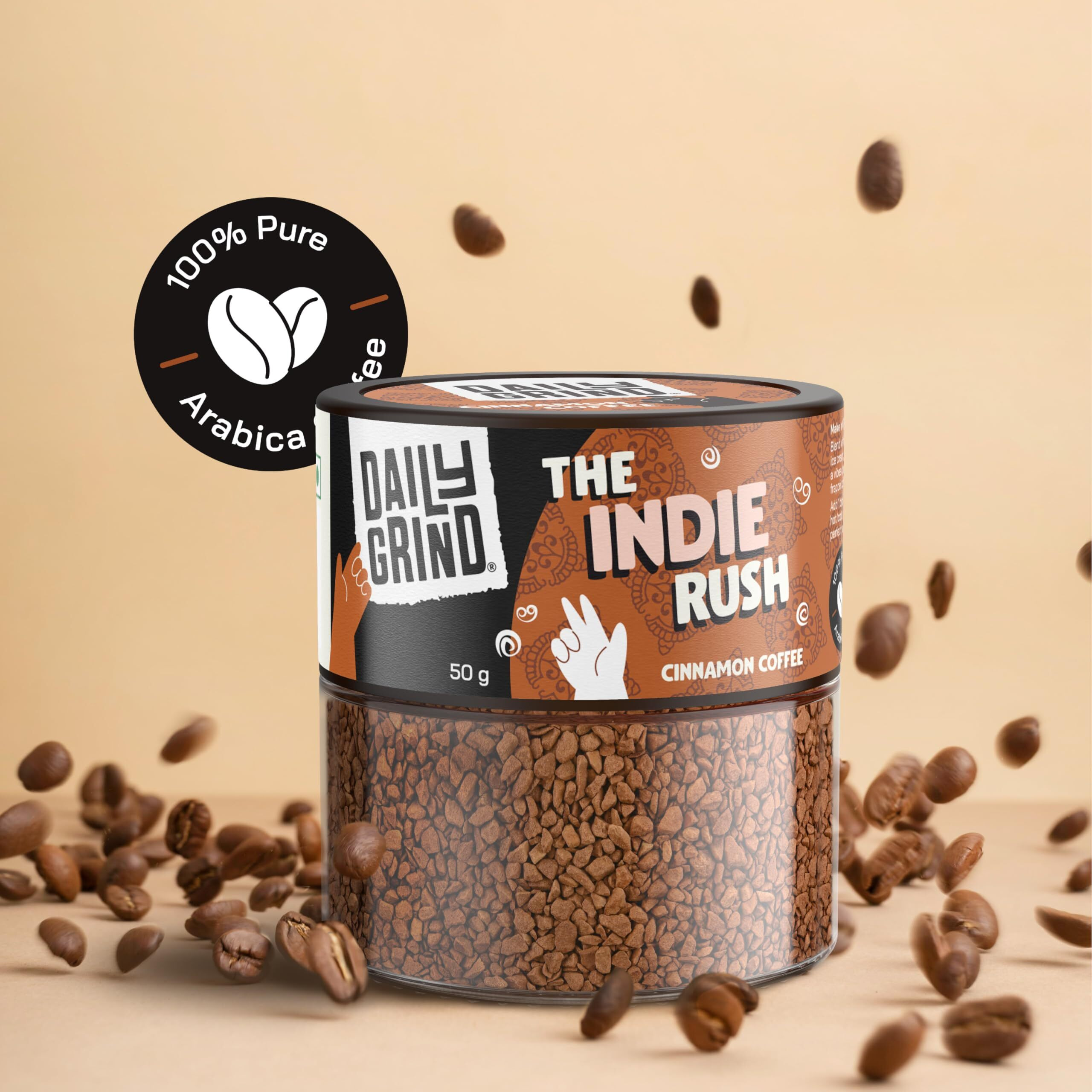 Dailygrind Cinnamon Coffee Powder- 50G | Innstant Coffee Warm & Spicy | Freeze-Dried | Natural Cinnamon Flavor | Flavoured Coffee Makes - 25 Cups