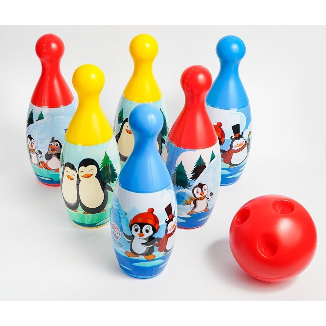 Bkdt Marketing Bowling Toy Set With 6 Pins And 2 Ball Indoor Outdoor Sports Game For Kids-Delux Bowling - Indoor Games For Caf,Indoor Games For Adults At Home,Multicolor