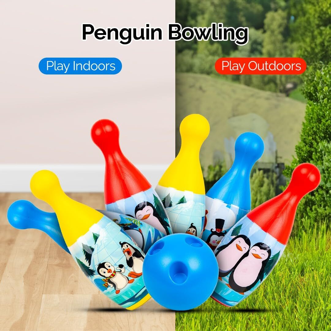Bkdt Marketing Bowling Toy Set With 6 Pins And 2 Ball Indoor Outdoor Sports Game For Kids-Delux Bowling - Indoor Games For Caf,Indoor Games For Adults At Home,Multicolor
