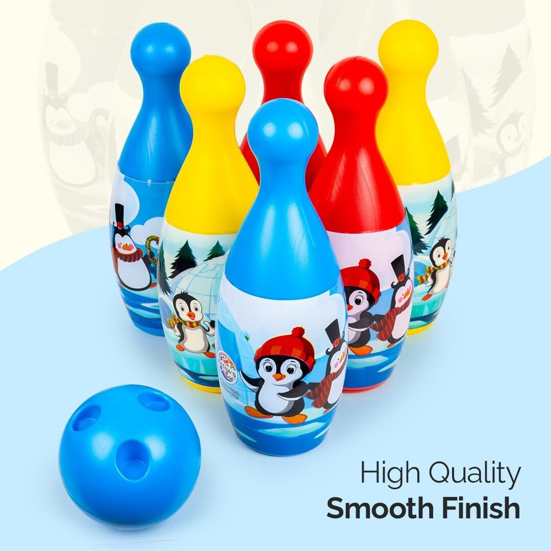 Bkdt Marketing Bowling Toy Set With 6 Pins And 2 Ball Indoor Outdoor Sports Game For Kids-Delux Bowling - Indoor Games For Caf,Indoor Games For Adults At Home,Multicolor