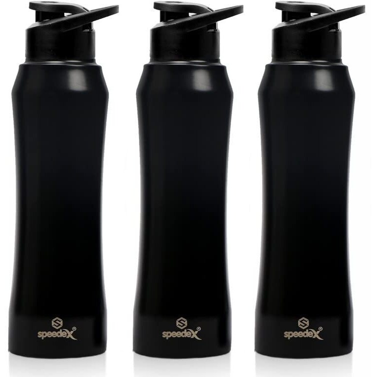 Speedex Stainless Steel Water Bottle 1 Litre, Leakproof Sipper Cap 1 Ltr, Black, Bottles 1+ Litre For School, Gym, Office, Boys, Girls, Men, Women, Kids, Fridge 1Ltr - 1000 Ml - Set Of 3
