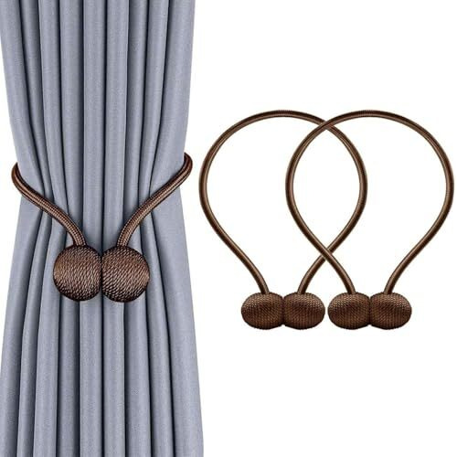 Inovera Window Curtain Tiebacks Drapery Hold-Backs Band For Office Home Decorative (Coffee, Pair 1-2 Pcs)
