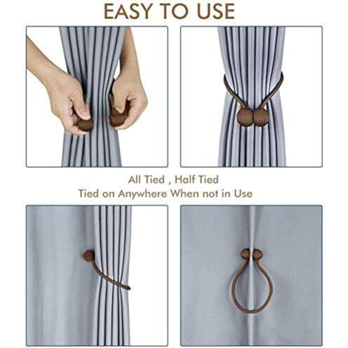 Inovera Window Curtain Tiebacks Drapery Hold-Backs Band For Office Home Decorative (Coffee, Pair 1-2 Pcs)