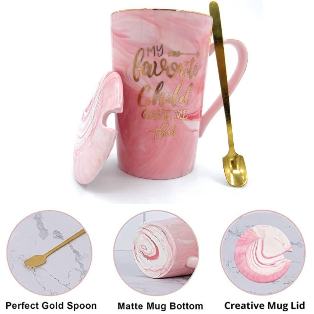 Nyrwana Coffee Mug, Gift For Women Birthday Special, Mugs For Gift, Ceramic Mug, Coffee Mug With Lid, Gift Items For Women Birthday, Birthday Gift For Girls, Mug With Spoon & Gift Box (400Ml - Pink)