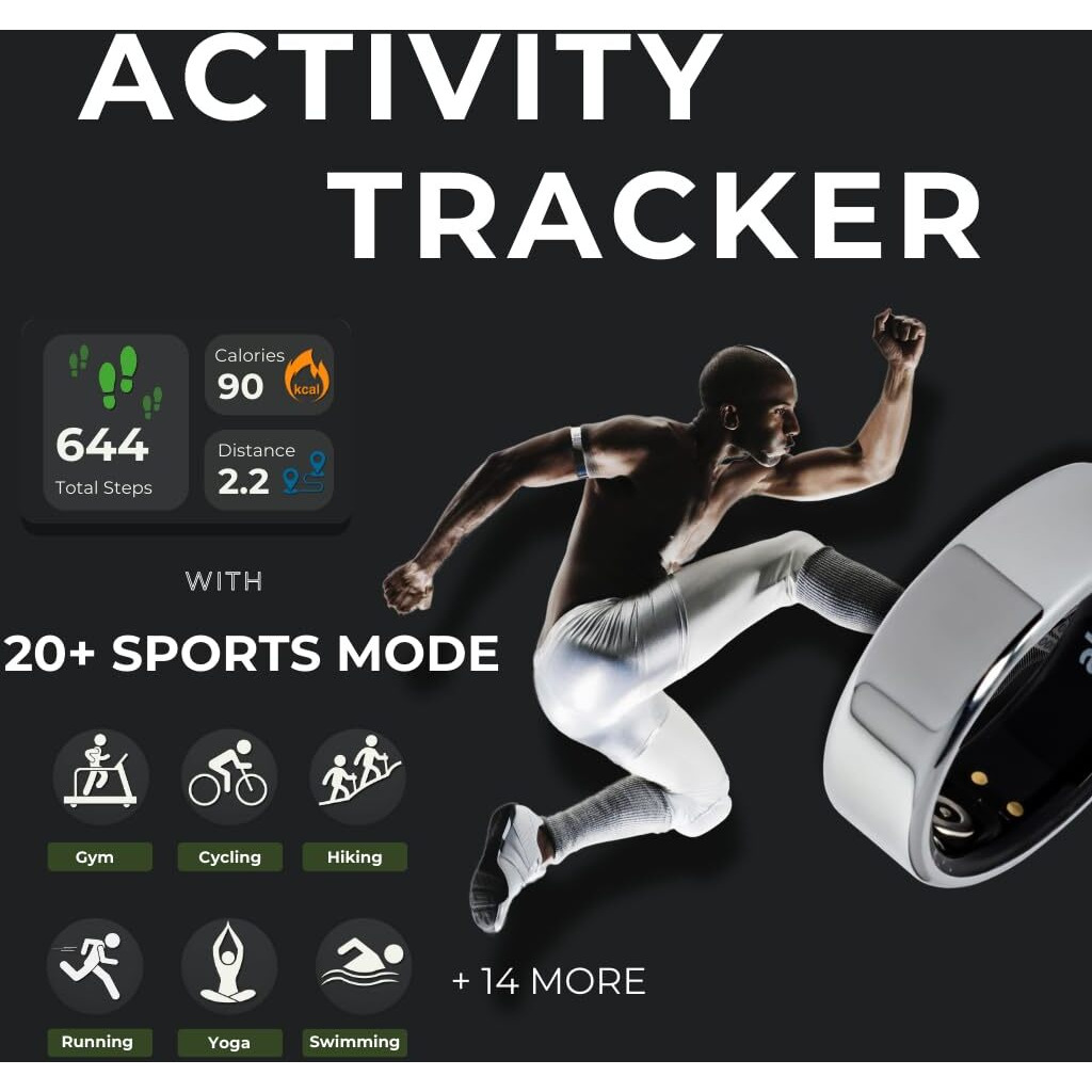 Alti Velo X1 Smart Ring Health & Fitness Tracker For Men & Women With Sleep, Spo2, Stress, Heart Rate, Hrv, Period Tracking, 20+ Sports Modes, Ip67 Waterproof, Lightweight (Gold, 7)