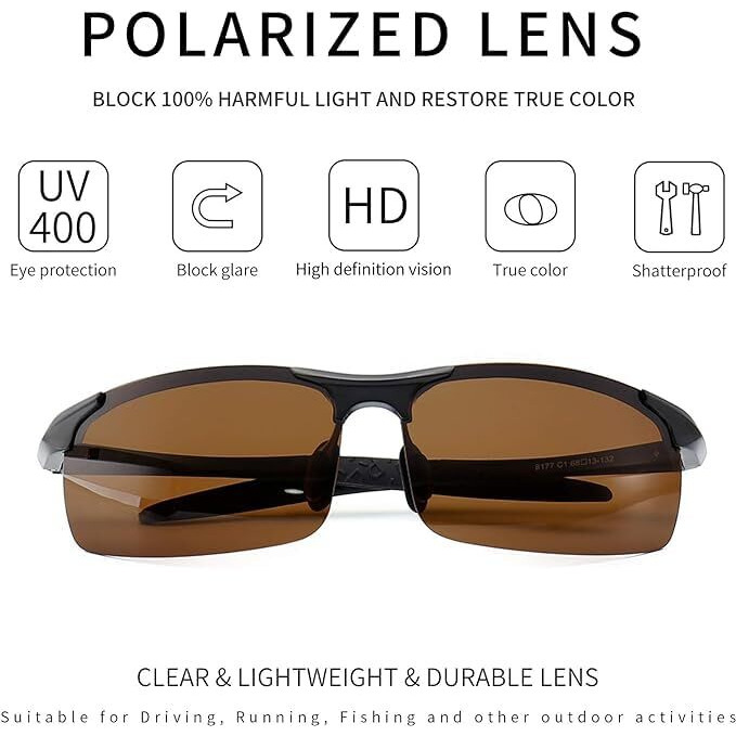 Sungait Hd Polarized Sunglasses For Men Driving Cycling Running Metal Uv400 Sports Goggles