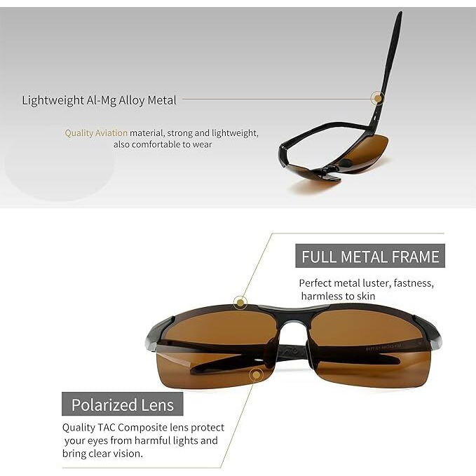 Sungait Hd Polarized Sunglasses For Men Driving Cycling Running Metal Uv400 Sports Goggles