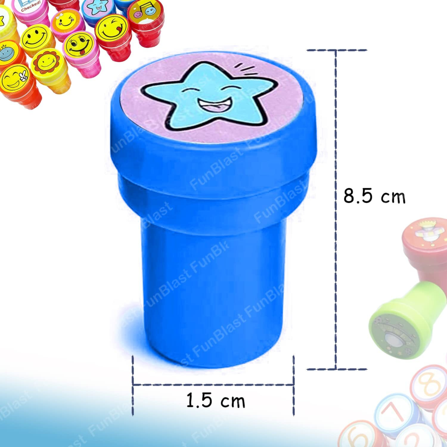 Funblast 10 Emoji And 10 Motivation Stamps For Kids - Educational Toys Art And Craft School Supplies Set Of 20 Learning Toys For Kids/Boys/Girls - Multi Color