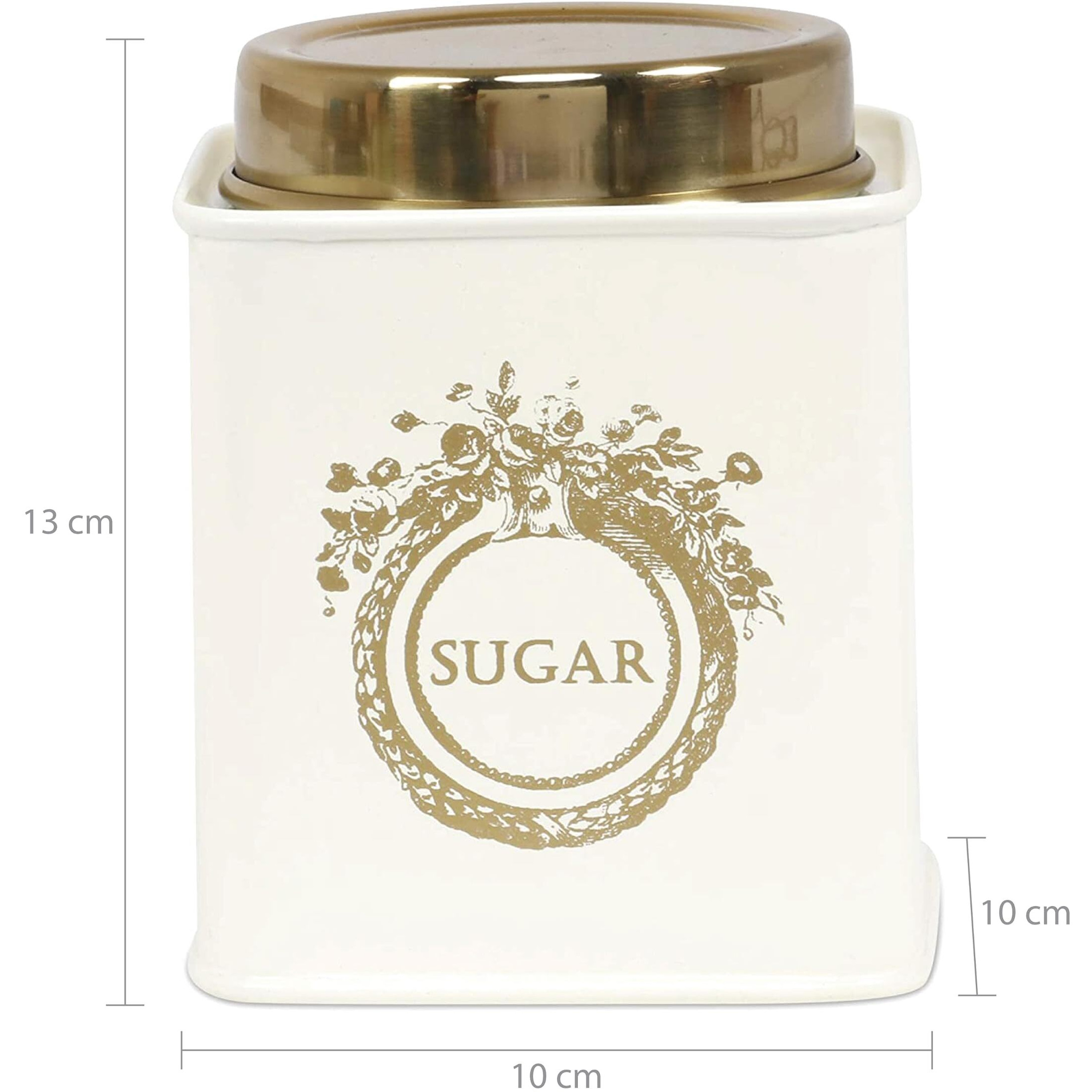 Elan Steel Special Discounted Combo Of Tea, Sugar & Coffee Canister And Potato Storage Bin For Kitchen (Off White, Pack Of 4)