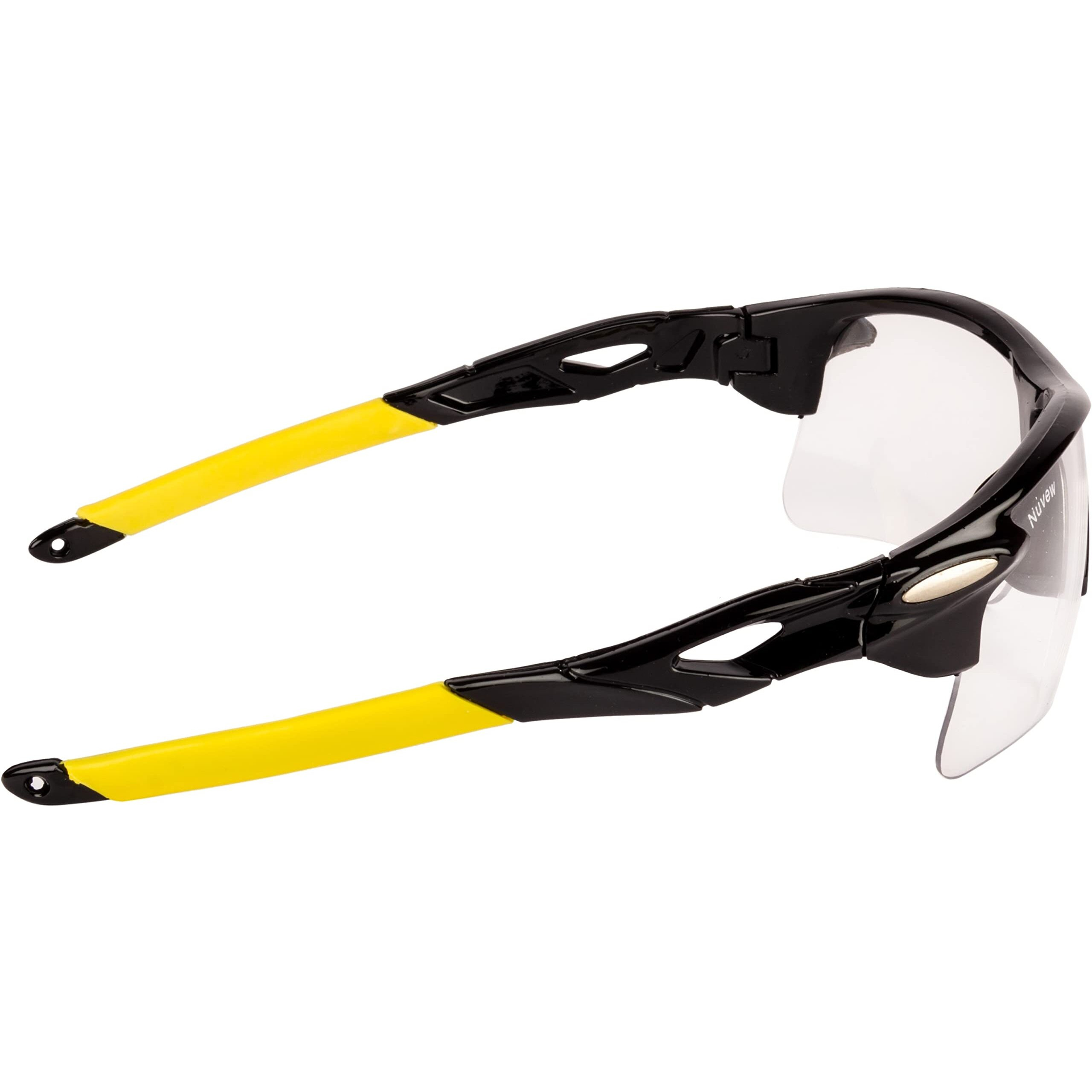 Nuvew Uv Protected Unisex Sports Sunglasses - (Clear Lens | Black-Yellow Frame | Medium Size | Nw-Oakly-29)