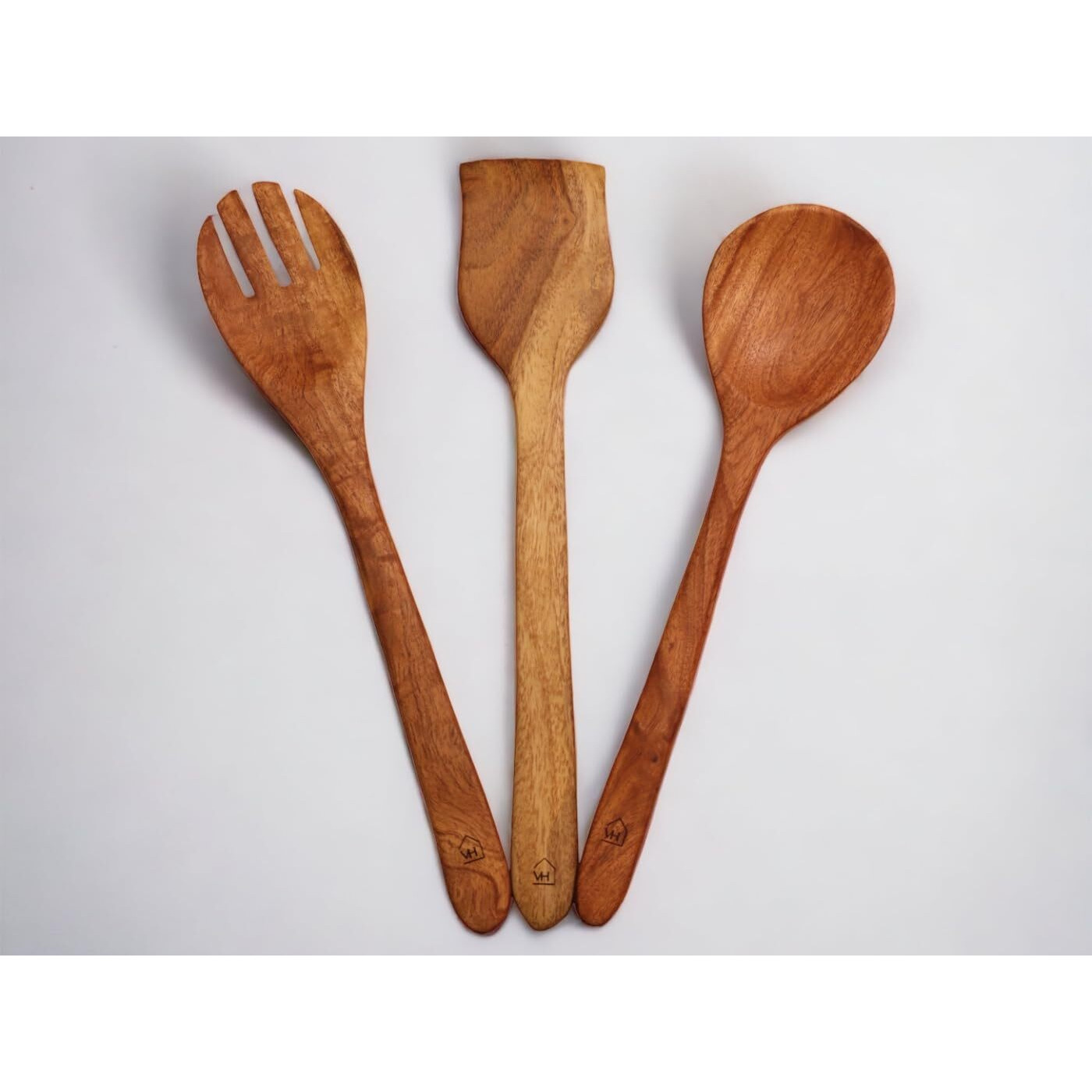 Vesta Homes Neem Wood Spoon/Compact Flip/Spatula/Ladle For Cooking Dosa/Roti/Chapati | Kitchen Tools | No Harmful Polish | Naturally Non-Stick | Handmade | Height- 12Inch (Set Of 3 (Ii))