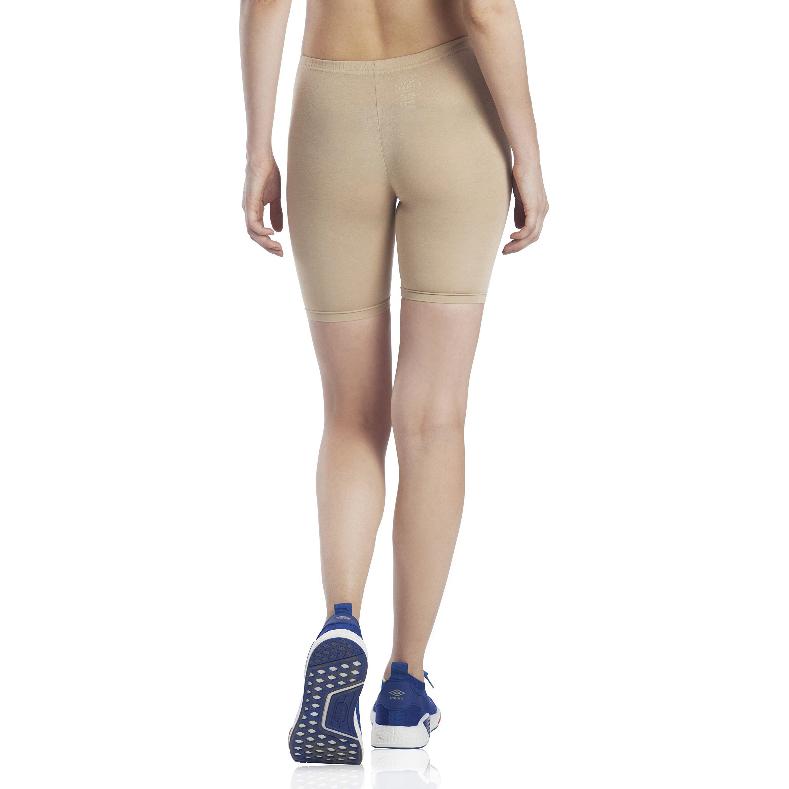 Lavos Women Under Dress Sports Cycling Shorts, Bamboo Cotton Activewear Yoga Gym Workout Anti-Bacterial Uniform, Elastic Mid Waist Shorties Tights For Womens And Girls(L) Skin