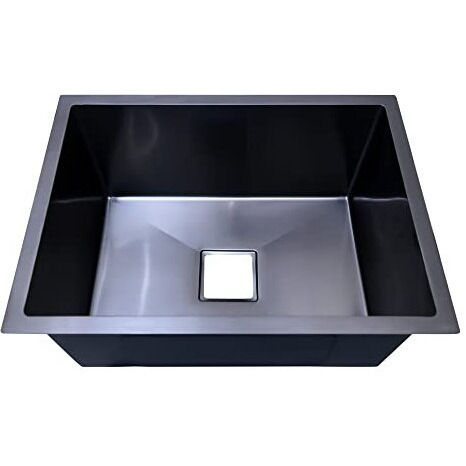 Crocodile 304 Grade Single Bowl Stainless Steel Finish Handmade Kitchen Sink (18" X 16" X 10" Black)