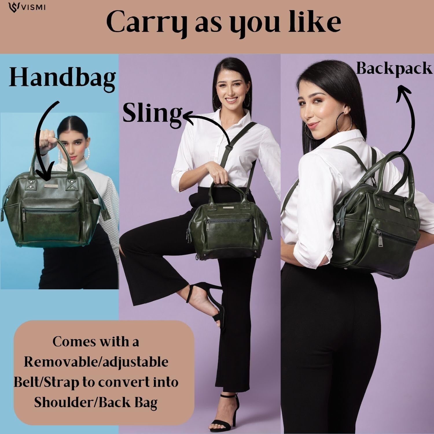 Vismiintrend Stylish Vegan Leather Handbag Shoulder Purse Sling Bags For Women And Girls |Ladies Bag For Travel,Work,Office |Birthday/Anniversary Gift For Wife, Sister, Mother (Green)