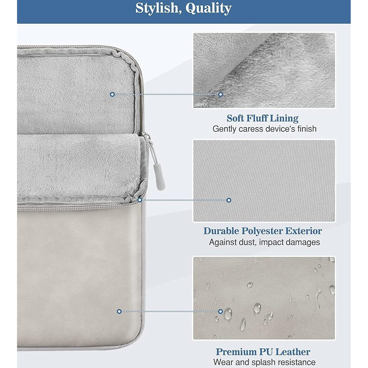 Proelite Polyester Tablet Sleeve Case Cover 12" To 13" For Apple Ipad Air 13/Pro 13/Pro 12.9 Samsung Galaxy Tab S7/S8/S9 Plus/S7/S9 Fe Plus 12.4", Lenovo Tab P12, Microsoft Surface Pro,Coffee