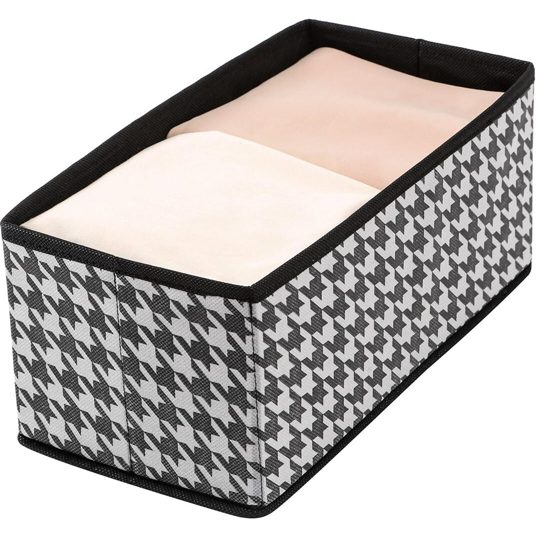 House Of Quirk Fabric Storage Box Set Of 3 Closet Dresser Drawer Organizer Cube Basket Bins Containers Divider With Drawers For Underwear, Utensils, Bras, Socks, Ties, Scarves, Grey (Pack Of 2 Black)