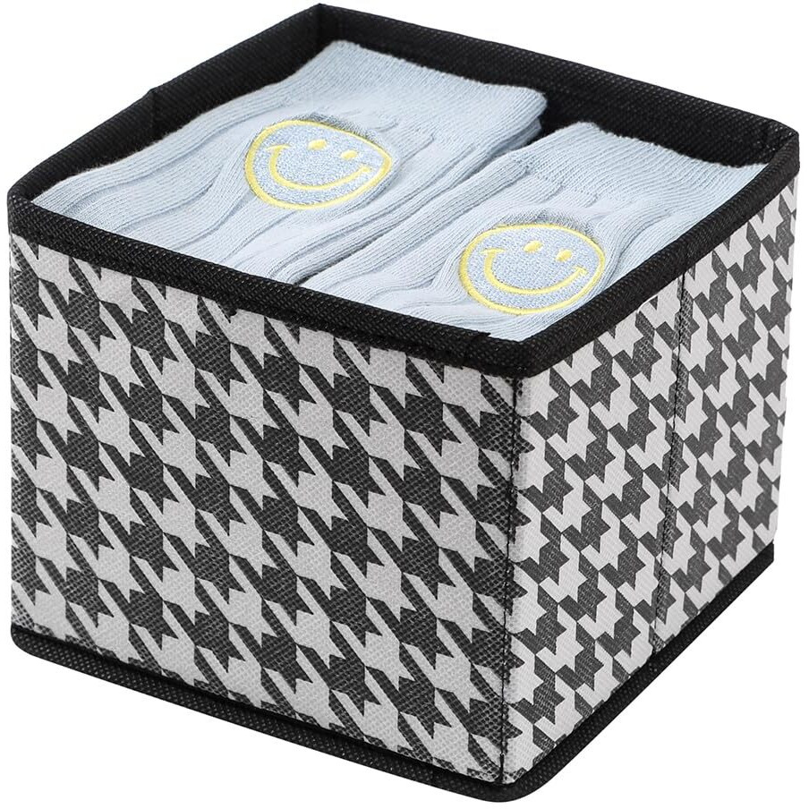 House Of Quirk Fabric Storage Box Set Of 3 Closet Dresser Drawer Organizer Cube Basket Bins Containers Divider With Drawers For Underwear, Utensils, Bras, Socks, Ties, Scarves, Grey (Pack Of 2 Black)