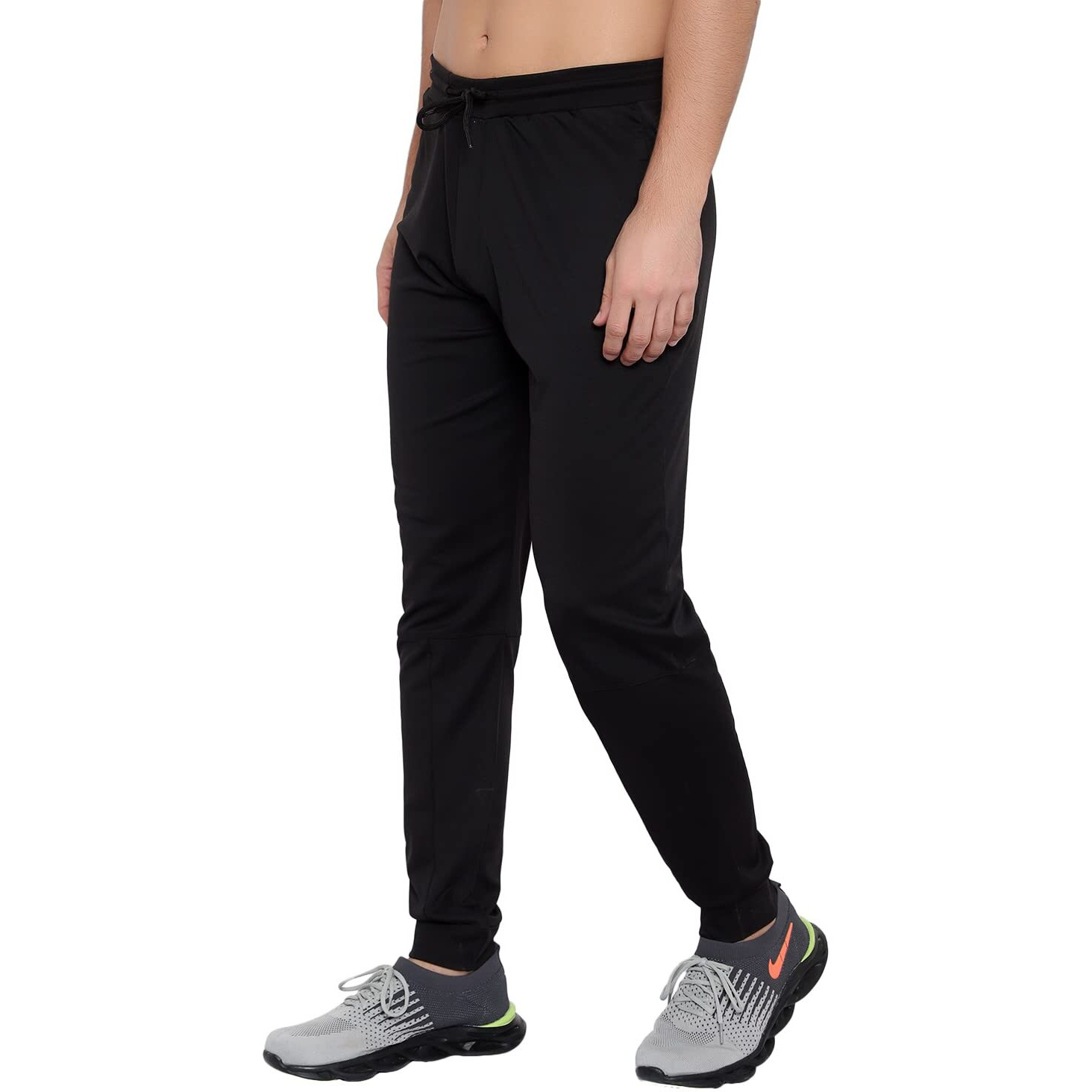 Blue Star Shark Men's Slim Fit Track Pants  Joggers For Running, Gym, Sports, And Casual Wear | Multipurpose Activewear Lower For Men & Boys | Stylish Summer Trousers & Night Pants, Black, L