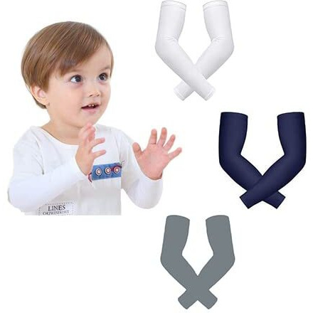 Mizuna Arm Sleeve For Kids Toddlers Unisex Sports Compression Sun Protection Upf 50Cooling Tattoo Cover Up Cycling Cricket Riding Golf Football Running Winter White Blue Grey