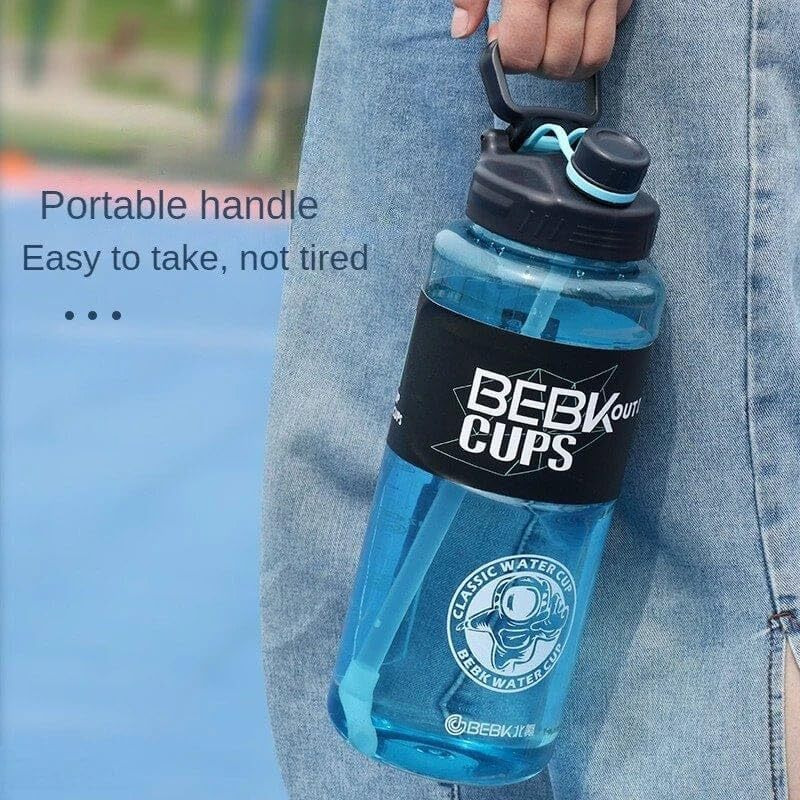 Rianz Motivational Sports 2.3L Gallon Water Bottle, Bpa Free Double Leak Protection, Large Capacity For School, Home, Office, Gym (Blue)