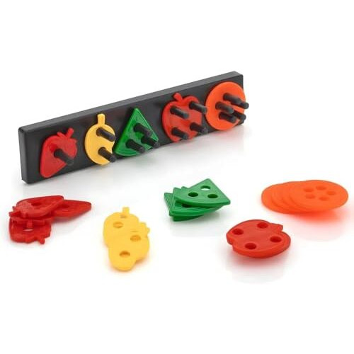 Kesi Ornaments Geometric Fruit Shape Puzzle Toys Educational Preschool Toddler Toys For Boys And Girls, Shape Color Recognition Geometric Board Blocks Stack Sort Chunky Puzzles Kids 26 Pcs Multicolor