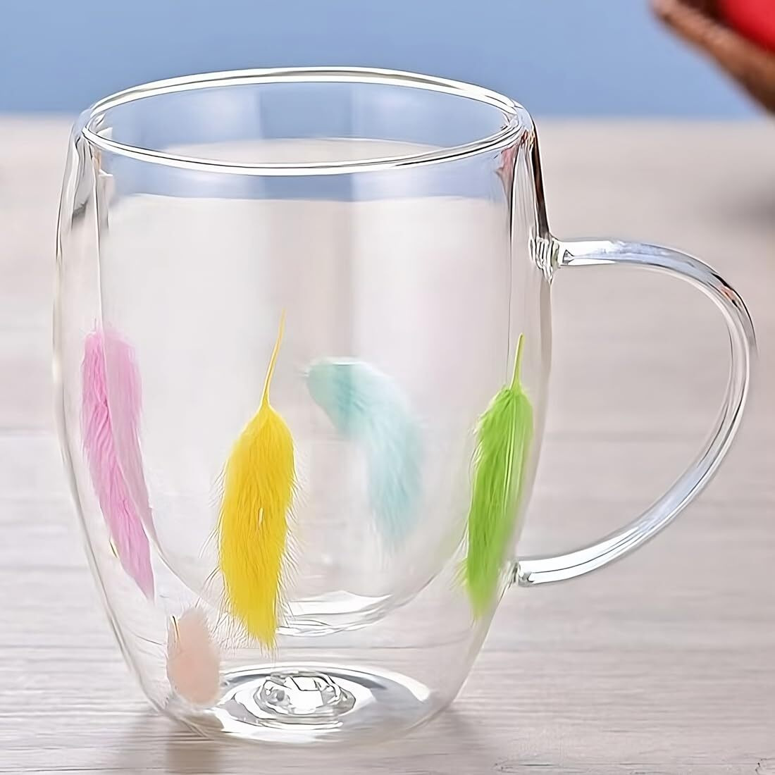 Bonzeal Premium Glass Double Wall Floral Tea Cup Double Layered Glass 300 Ml Heat Resistant Cup Birthday Gift For Girlfriend Boyfriend Men Women Husband Wife Him Her Premium Mugs