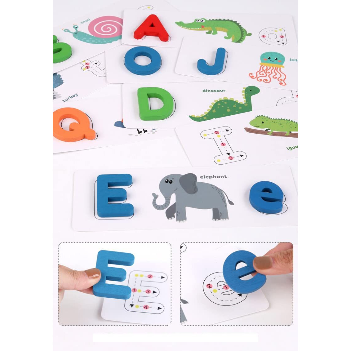 Baybee Wooden English Alphabets Spelling Matching Card Puzzle Kids Toys, Wooden Toys With Lower & Uppercase Alphabets,33 Matching Card, Learning Educational Baby Toys Puzzle For Kids 3+Years Boy Girl