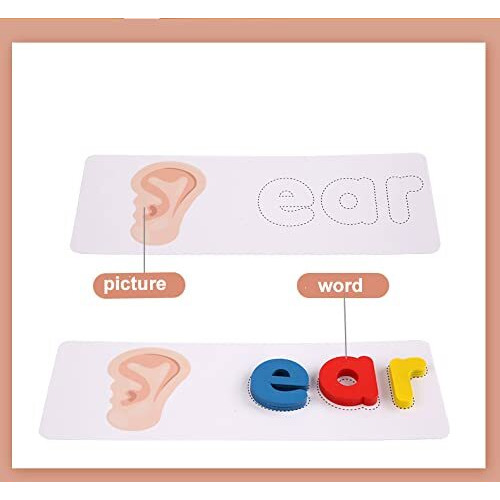 Baybee Wooden English Alphabets Spelling Matching Card Puzzle Kids Toys, Wooden Toys With Lower & Uppercase Alphabets,33 Matching Card, Learning Educational Baby Toys Puzzle For Kids 3+Years Boy Girl