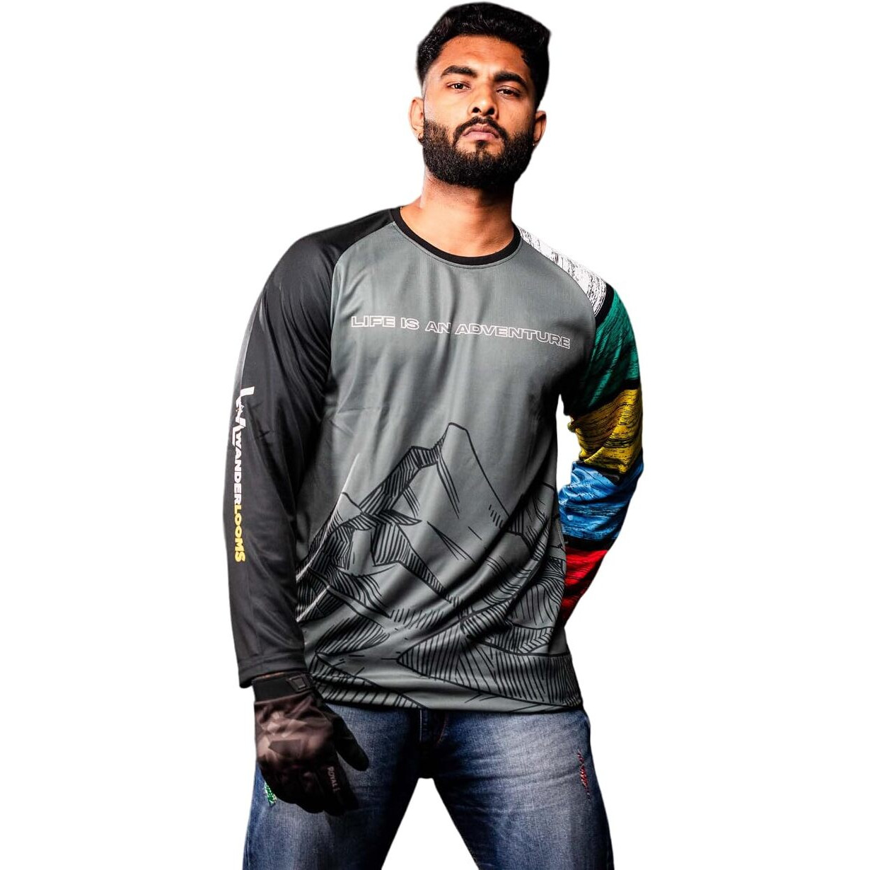 Wanderlooms Himalayan High Jersey Tshirt For Men | Graphic Printed Riding Jersey For Bikers | Sports Tshirt For Men | Stylish Full Sleeve Jersey For Men | Round Neck Cycling Jersey