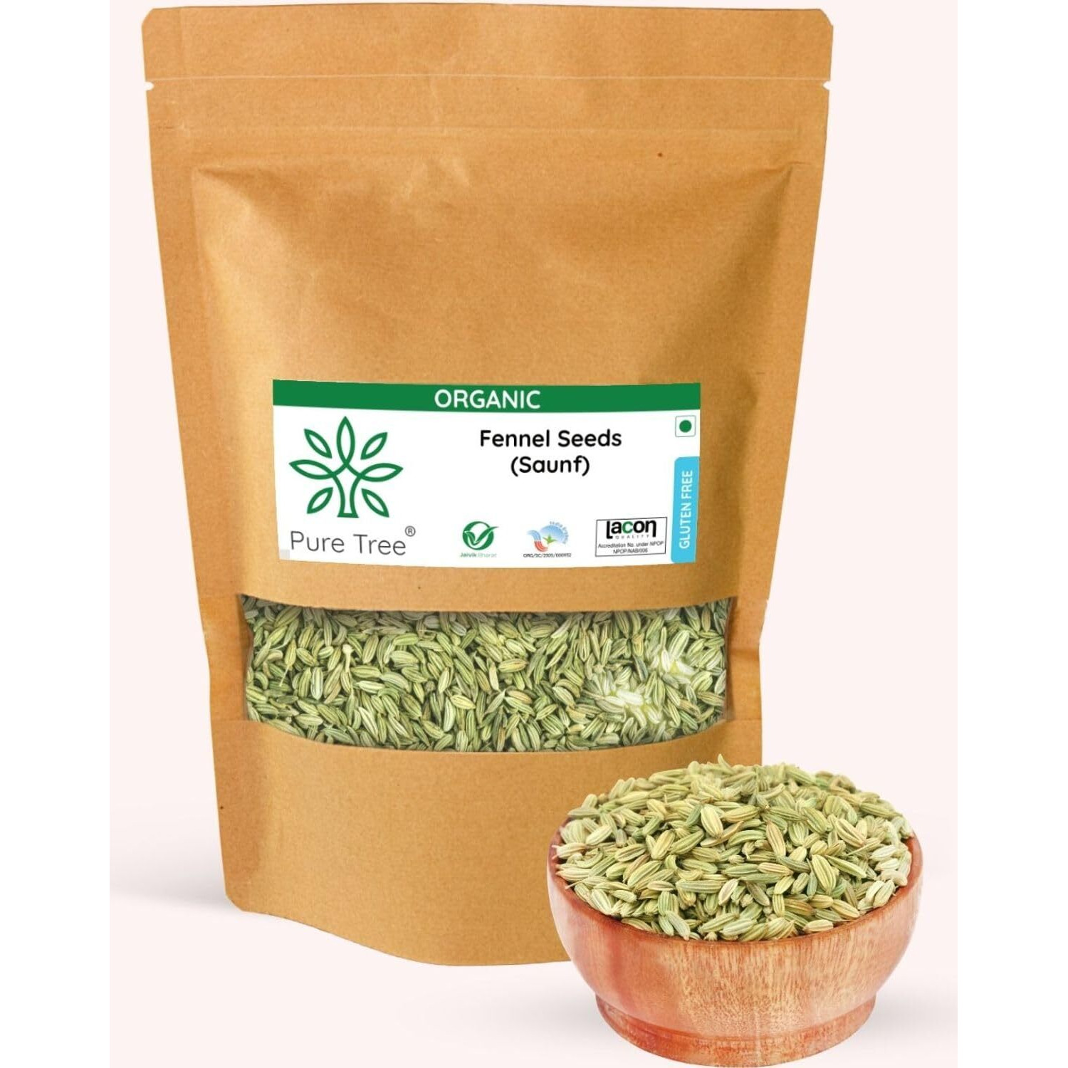 Pure Tree Certified Organic Fennel Seeds|900 Gram|Saunf, Variyali|Perumjeerakam Whole Spices Sombu Whole|Fennel Seeds Saunf|Organic Saunf Rich Flavour Sombu
