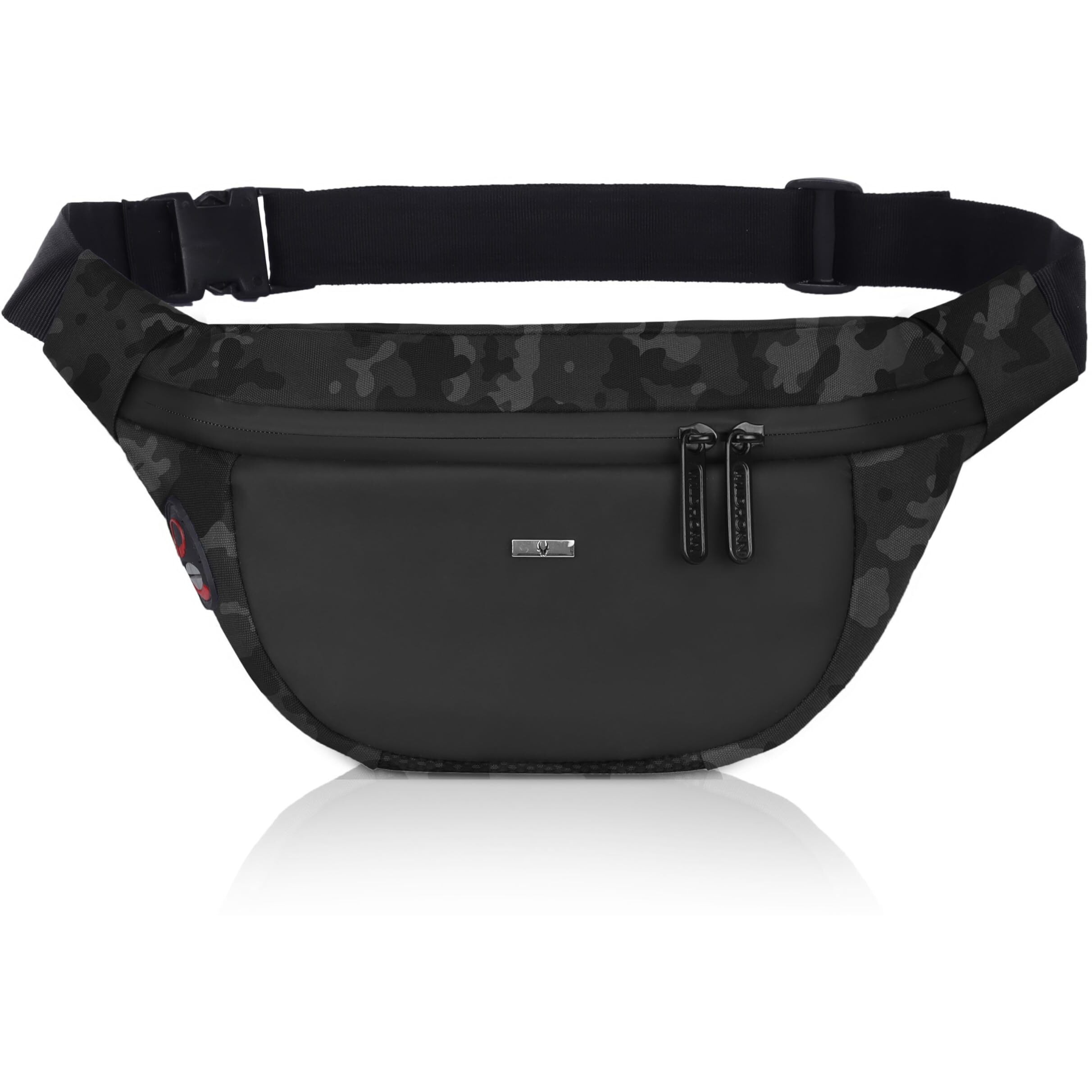 Wildhorn 2.4L Waist Bag For Men Women I Headphone Hole I Ultra Strong Stitching, Sturdy Zippers, Waterproof, Fanny Pack For Hiking Travel Camping Running Sports With Adjustable Strap (Greycamouflage)