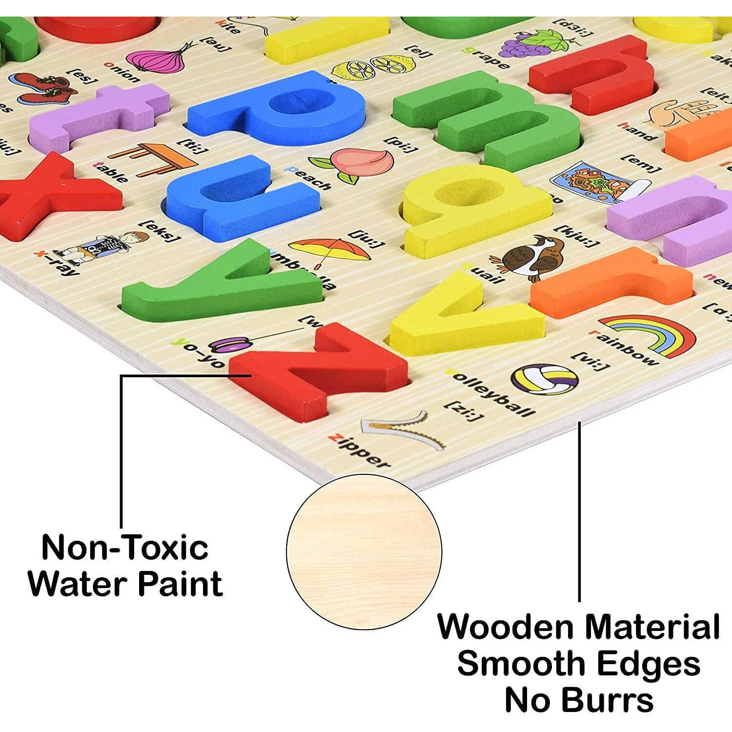 Shinetoy Wooden A To Z Alphabet Educational Learning Toy For Kids Preschool Educational Learning Small Letter Toys, Montessori Sturdy Wooden Construction Puzzle For Kids 3 Years Old Boys & Girls
