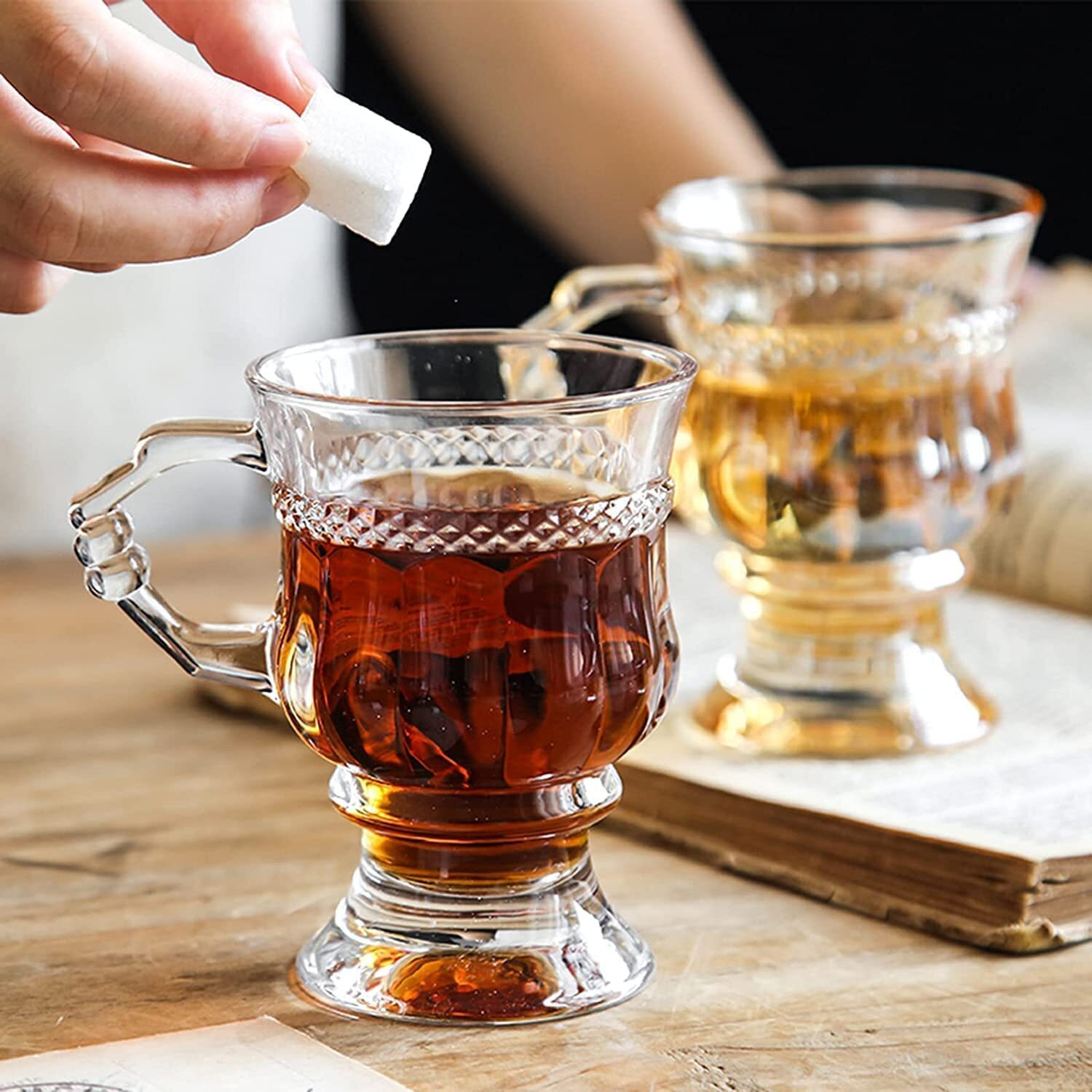 Zroy Enterprise Premium Glass Coffee Mug Tea Cups, Transparent, Glass Cups Set For Coffee, Green Tea, Herbal Tea, Lemon Tea, Milk Cup, Hot/Cold Drinks Cups (Rajwadi Cup, 6)
