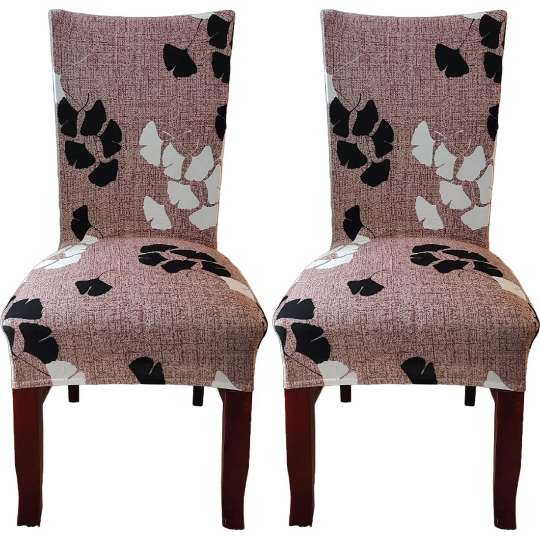 Styleys Elastic Chair Cover Stretch Removable Washable Short Dining Chair Cover Protector Seat Slipcover (Set Of 2, Maple Coffee, Sd-3178)