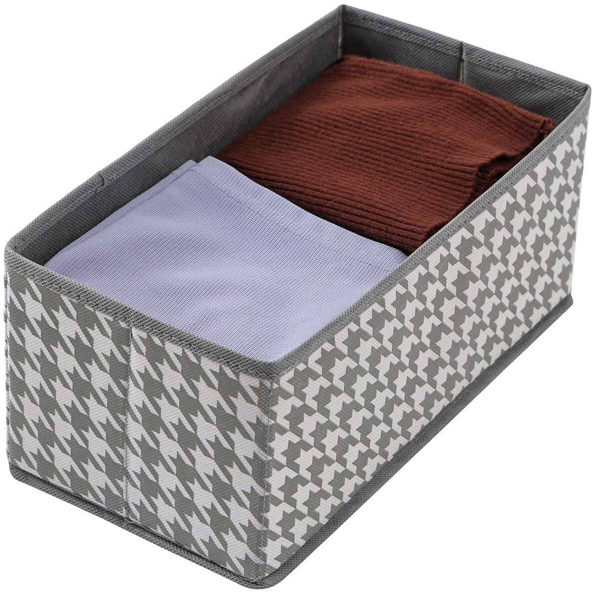 House Of Quirk Non-Woven Foldable Clothing Storage Box Closet Dresser Drawer Organizer Cube Basket Bins Containers Divider With Drawers For Underwear,Socks,Ties,Scarves,Set Of 8 (Grey Houndstooth)