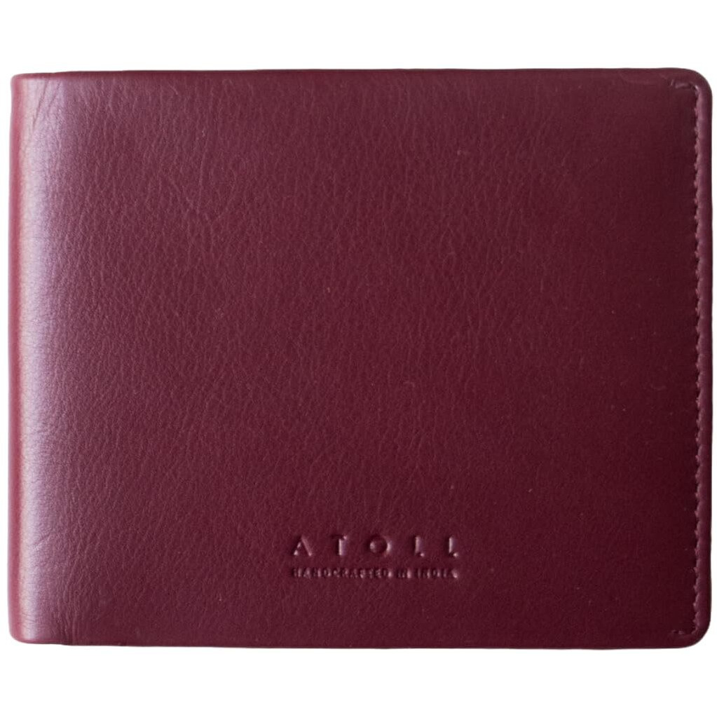 Atoll Bifold Leather Wallet For Men, Genuine Leather Wallets For Men With Rfid Blocking | 14 Slots | Rfid Protected Minimalist Slim Purse (Burgundy)