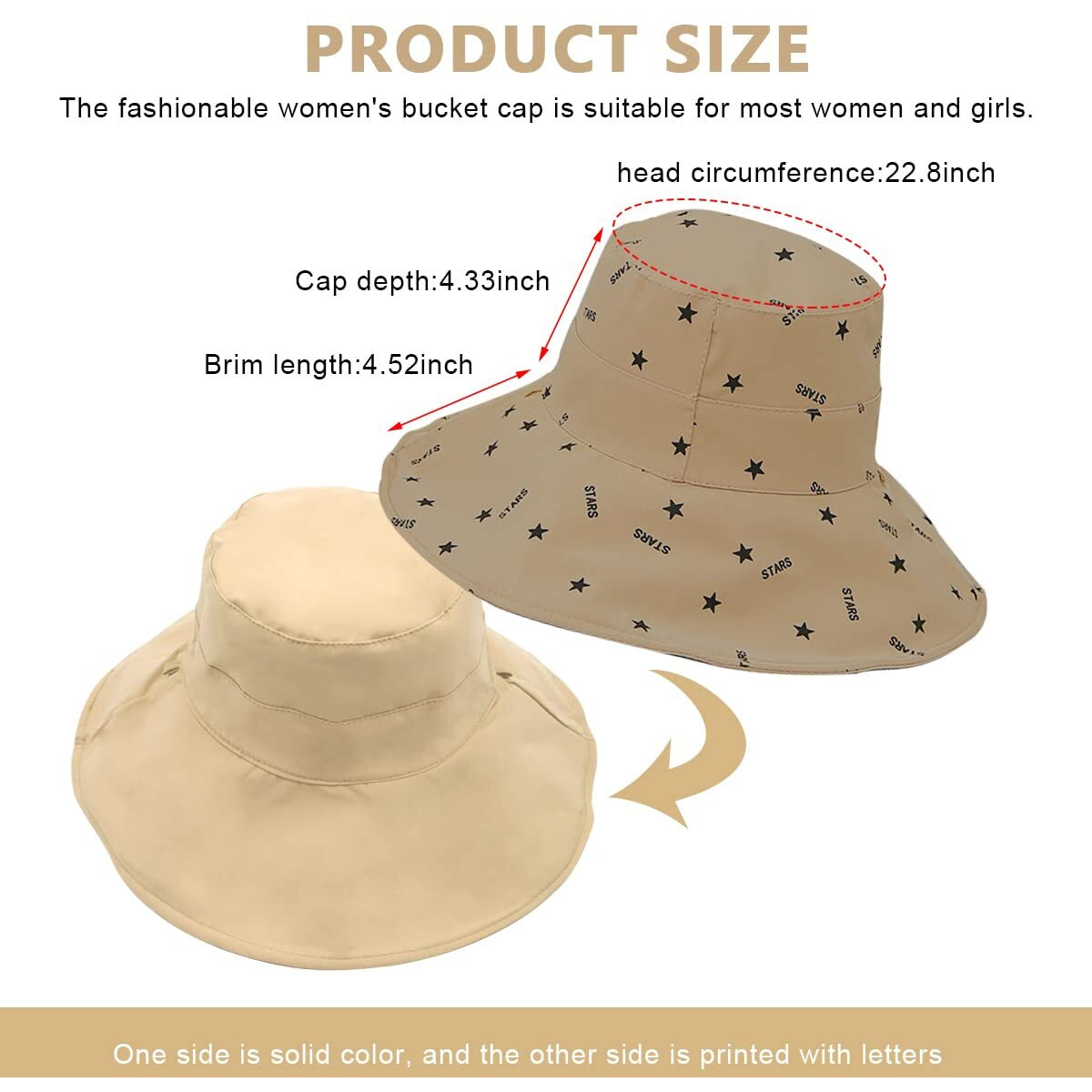 Palay Bucket Hat For Women, Breathable Wide Brim Sun Hats For Womens, Reversible Cotton Prints Hat For Daily Activities, Travel, Camping, Hiking (Khaki), Free Size, Multi-Colour