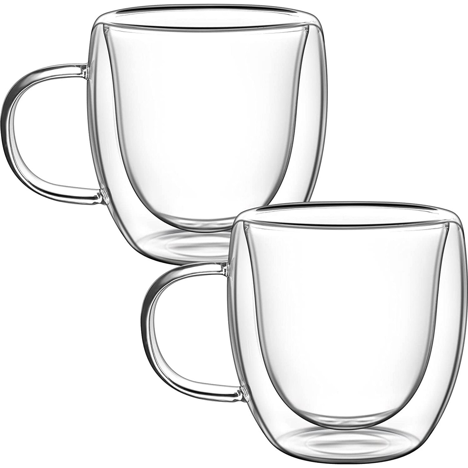 Zroy Enterprise Premium Classic Glass Set Of 2 Heat Resistant Double Wall Glass Coffee Mugs Clear Insulated Coffee Glass, Cappuccino Cups, Latte Cups, Beverage Glasses (350Ml Cup, 2)