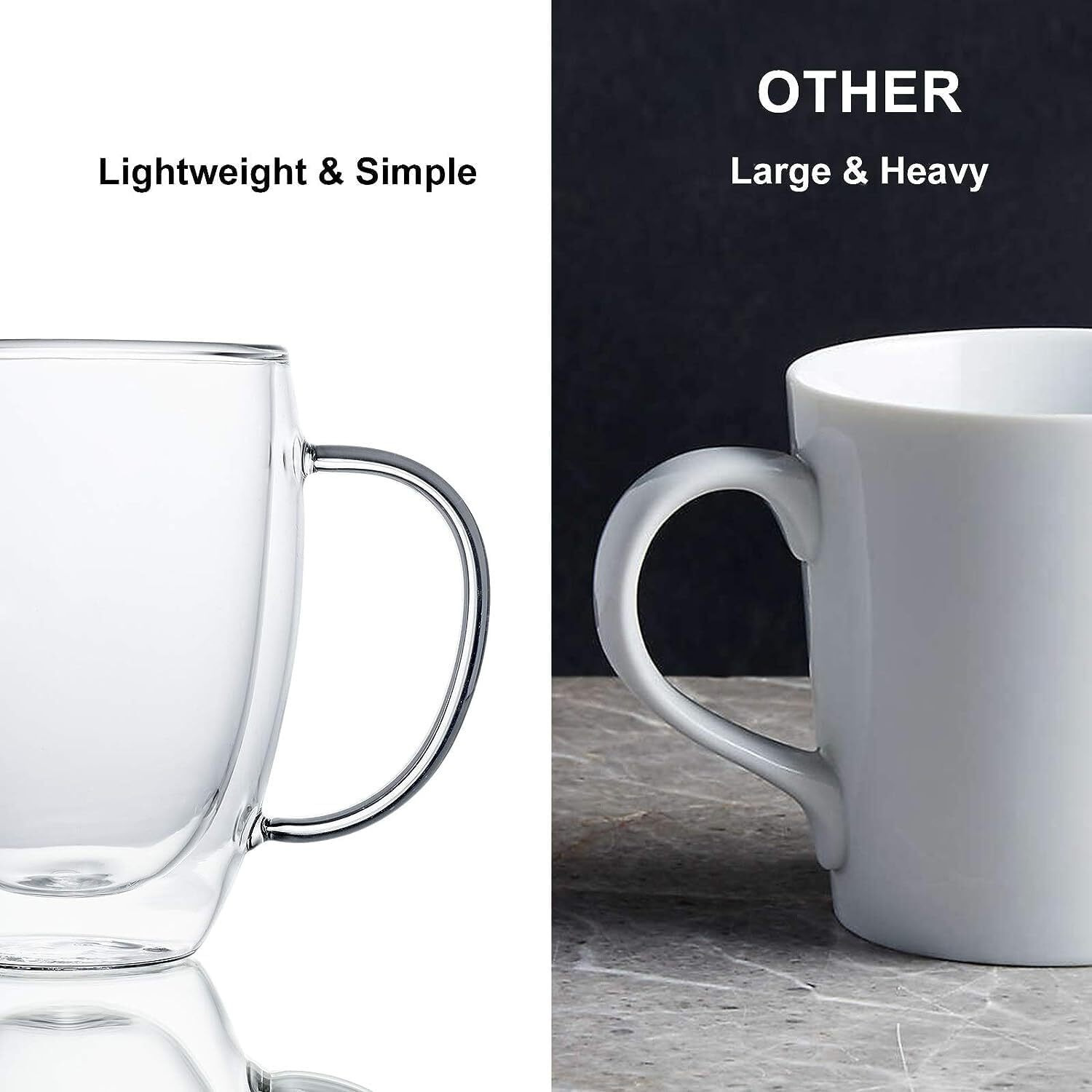 Zroy Enterprise Premium Classic Glass Set Of 2 Heat Resistant Double Wall Glass Coffee Mugs Clear Insulated Coffee Glass, Cappuccino Cups, Latte Cups, Beverage Glasses (350Ml Cup, 2)
